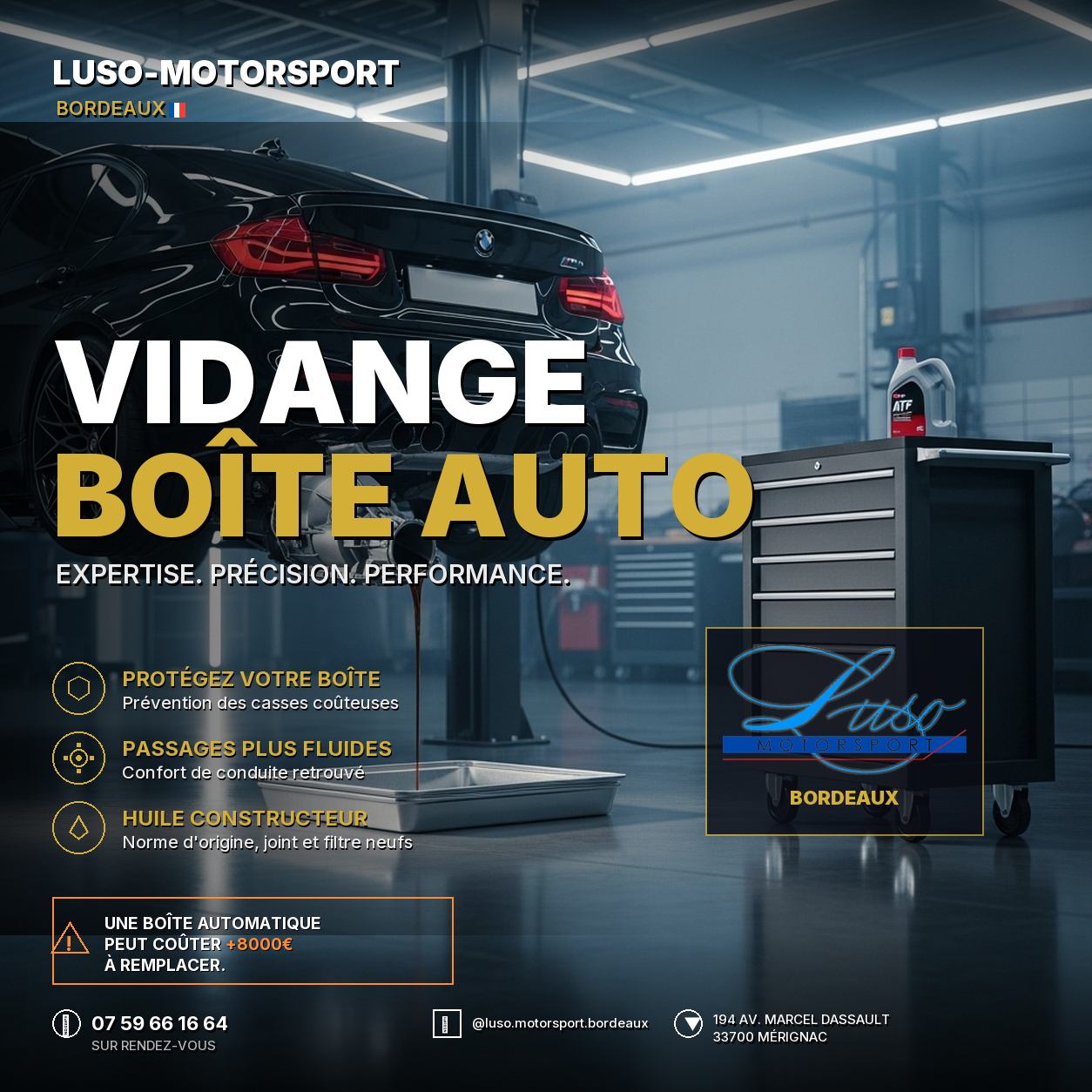 Vidange boîte automatique Bordeaux - Luso-Motorsport Bordeaux